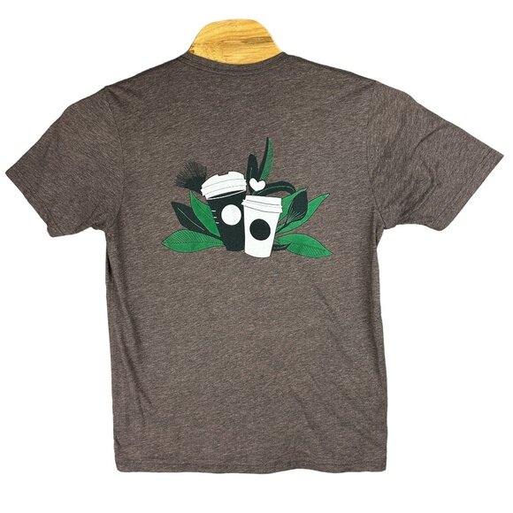 Starbucks Tee Men L Brown Soft Fabric Graphic Print Logo  By Next Level Apparel - Picture 2 of 8